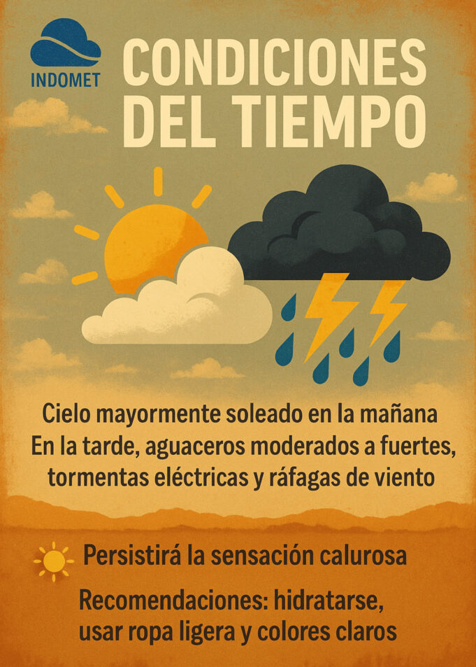 Para este sábado cielo mayormente soleado, con nubes aisladas a dispersas y posibles chubascos