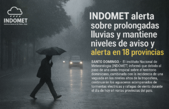 INDOMET alerta sobre prolongadas lluvias y mantiene niveles de aviso y alerta en 18 provincias