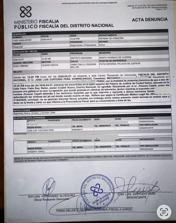 Padre de víctima del Jet Set formaliza denuncia contra Jhossan Capell por agresión física